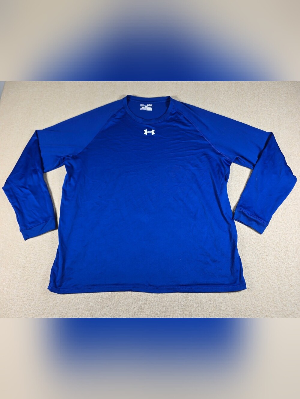 Under Armour HeatGear Long Sleeve Shirt Blue Loose Fit Men's XL Athletic Top